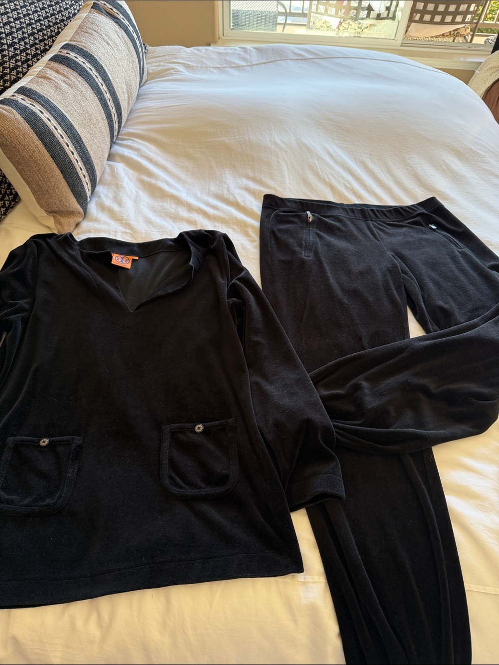 Tory Burch Black Velour Two-Piece Set